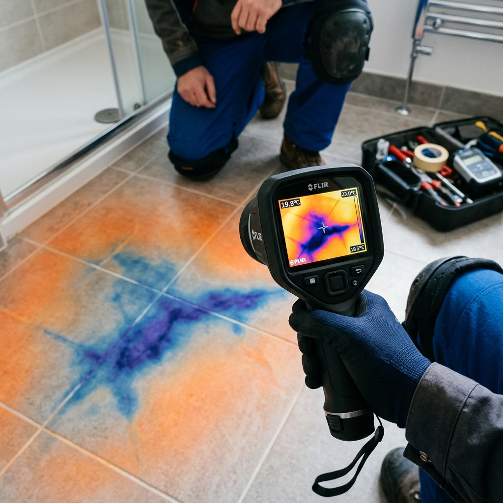 מצלמה תרמית לאיתור נזילה ברצפה - אינפרא אדום FLIR לזיהוי מים חמים מתחת לאריחים - תום פישר